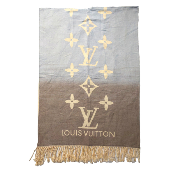 Louis Vuitton Monogram Reykjavik Yellow Pink Blue Gradient Shawl Pre-Owned $995 - Picture 6 of 16